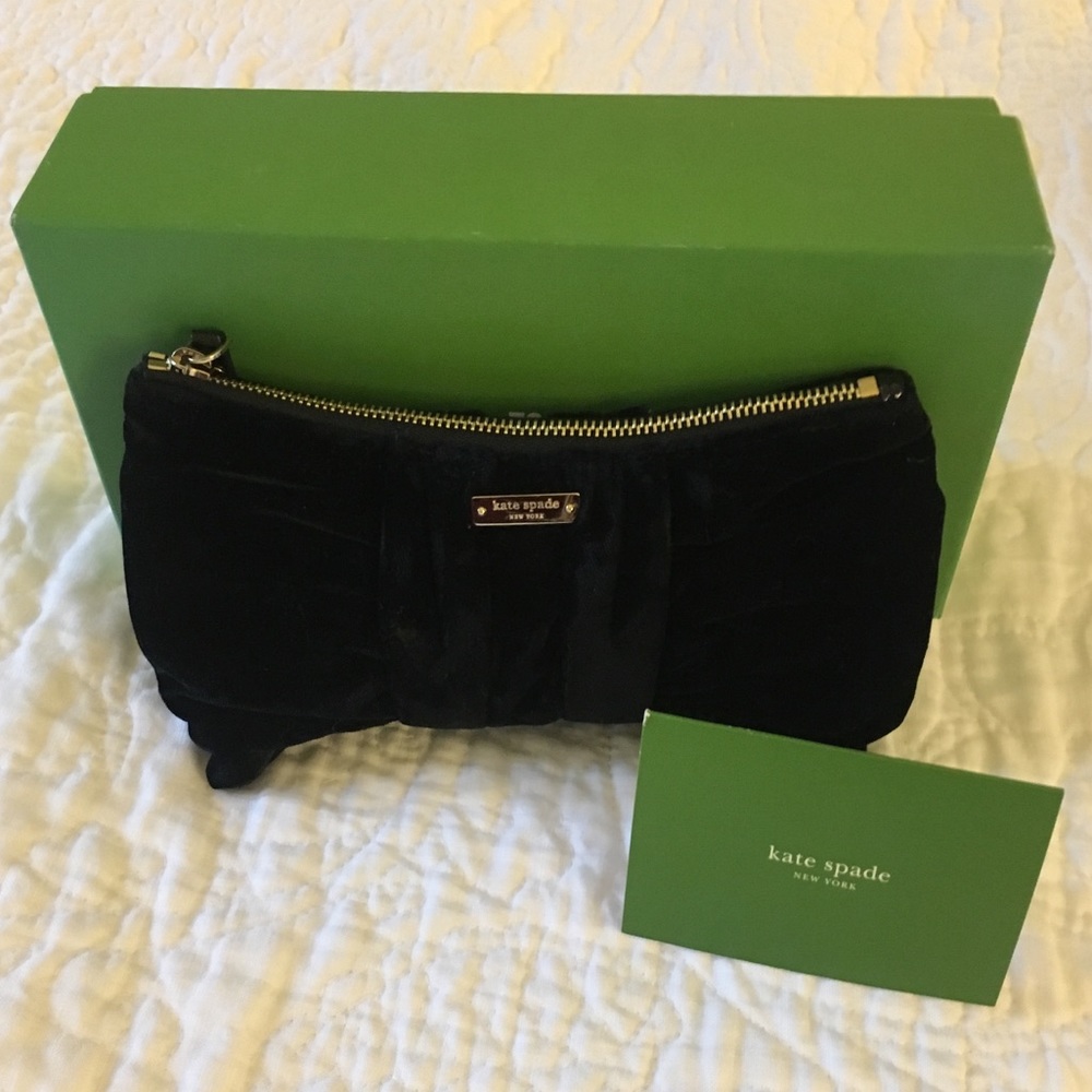 Black velvet Kate Spade bow clutch